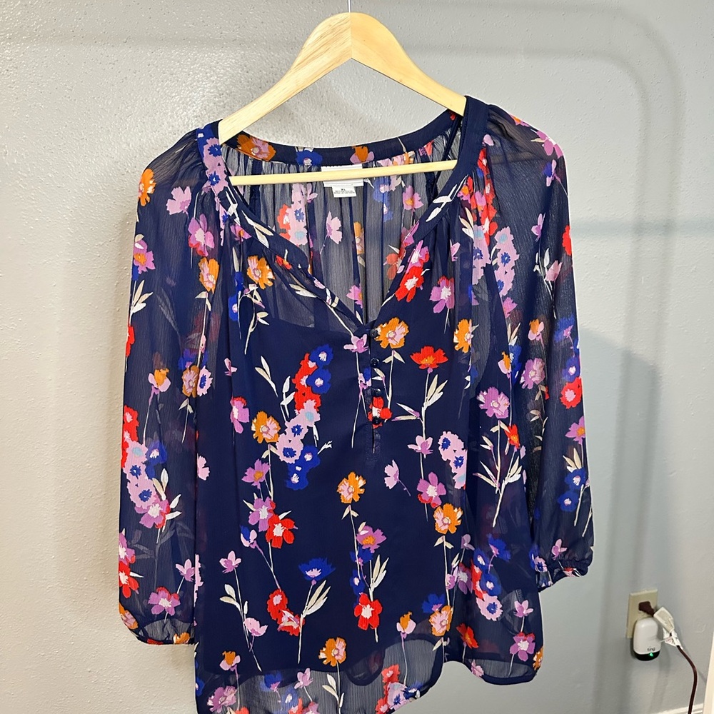 XL Floral Sheer Women's Top - Multicolor